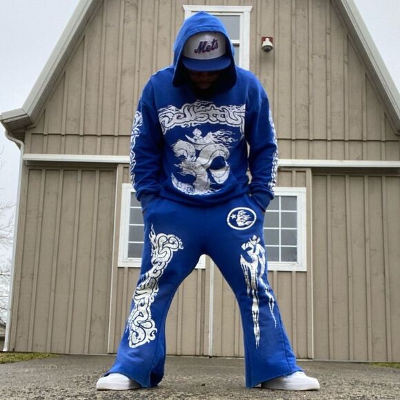 Hellstar Yoga Flared Blue XL Sweatpants - Picture 5 of 6